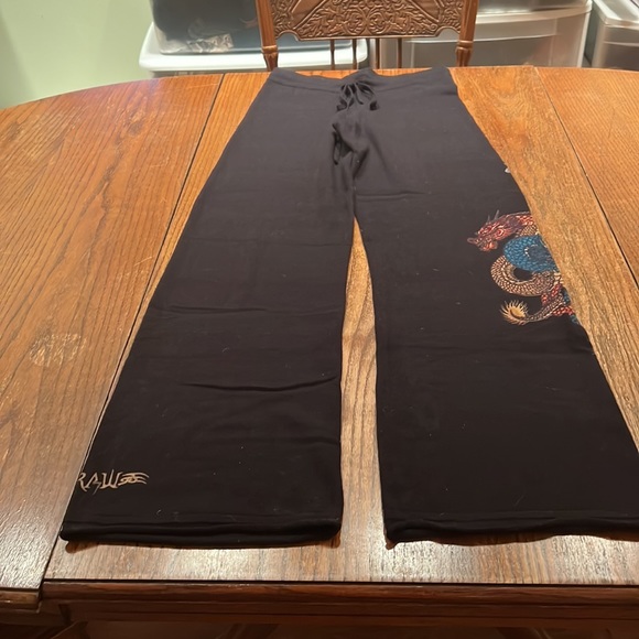 Raw 7 Vintage Graphic Cashmere Pants With Snake Sword & Roses Print Size M - Picture 2 of 11